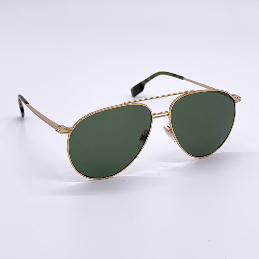 NEW BURBERRY BE3108 1017/71 AVIATOR SUNGLASSES BURBERRY B 3108 GREEN GOLD - Picture 11 of 15